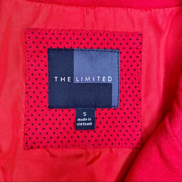 The Limited Red Polka Dot Fitted Stretch Blazer Jacket Small - Picture 9 of 10